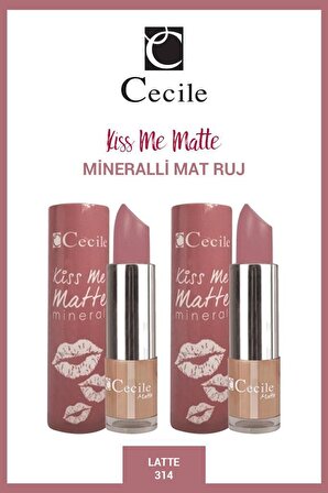 Cecile Kiss Me Matte Mineral Mat Ruj Kalıcı-Nemlendirici Etki No:314 X2